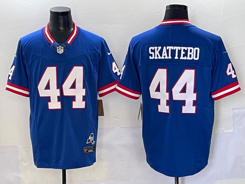 Men 2025 Nike New York Giants #44 Skattebo Blue Throwback 3th generation Limited NFL Jersey 004